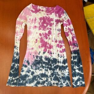Hard Tail Y2K tie dye tunic long sleeve shirt dress SMALL